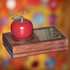 Wood Paperweight with Apple Bell
