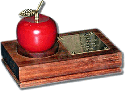 Wood Paperweight with Apple Bell